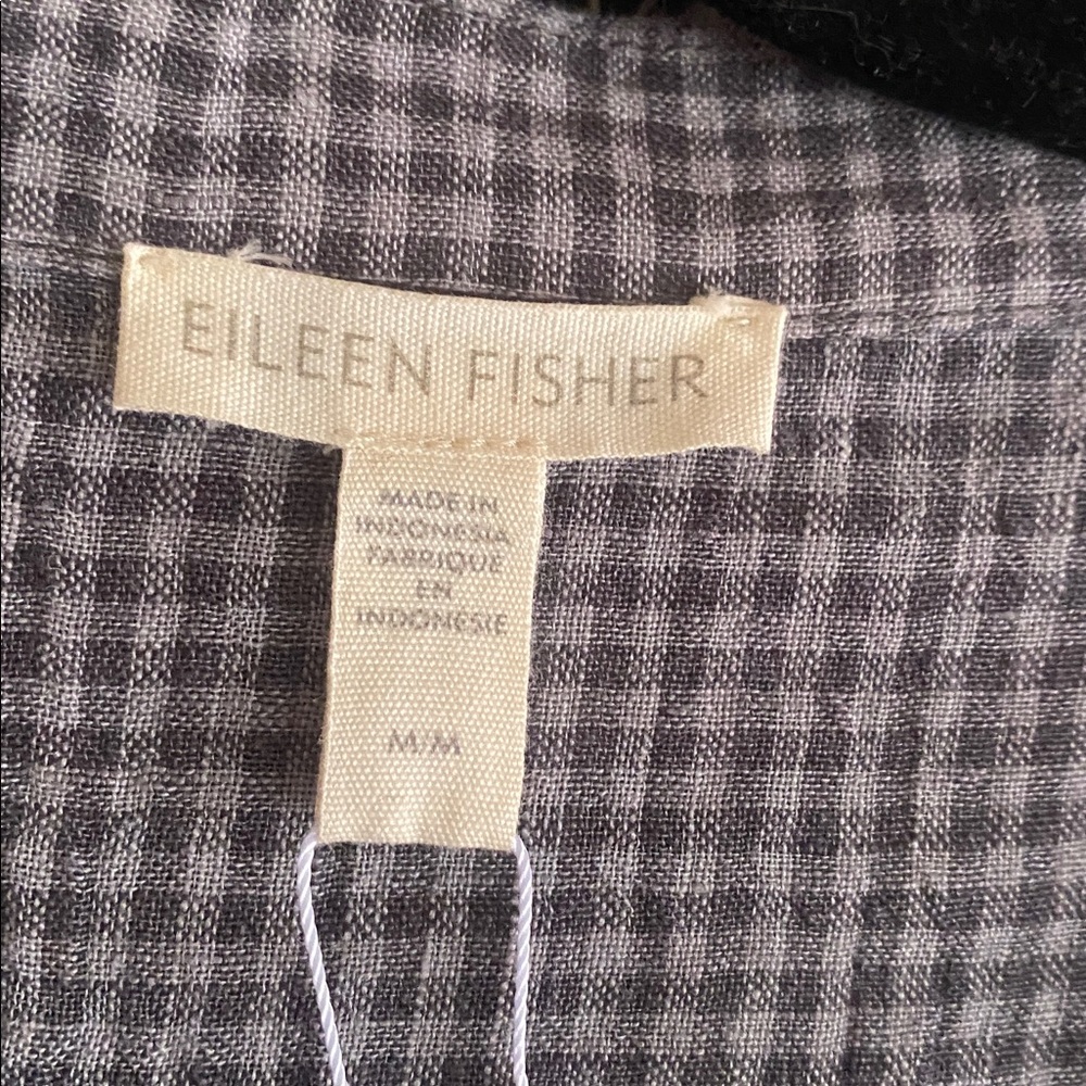 Eileen Fisher NWT Gingham Cap Sleeve Organic Linen Shirtdress medium - Picture 9 of 14